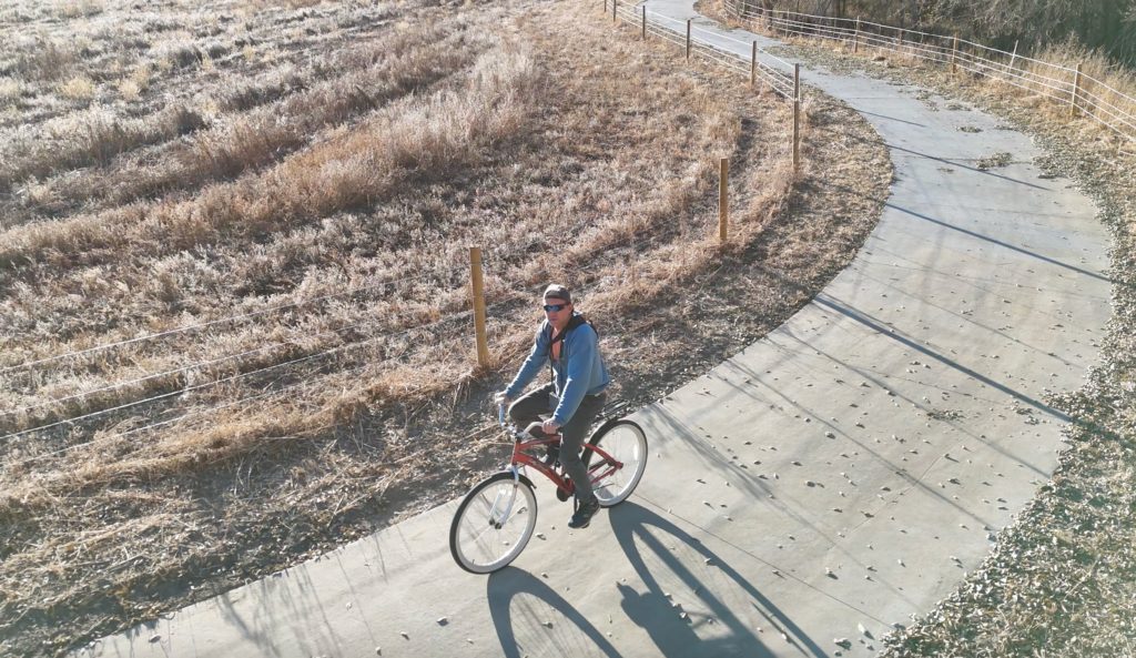 riding bike on path